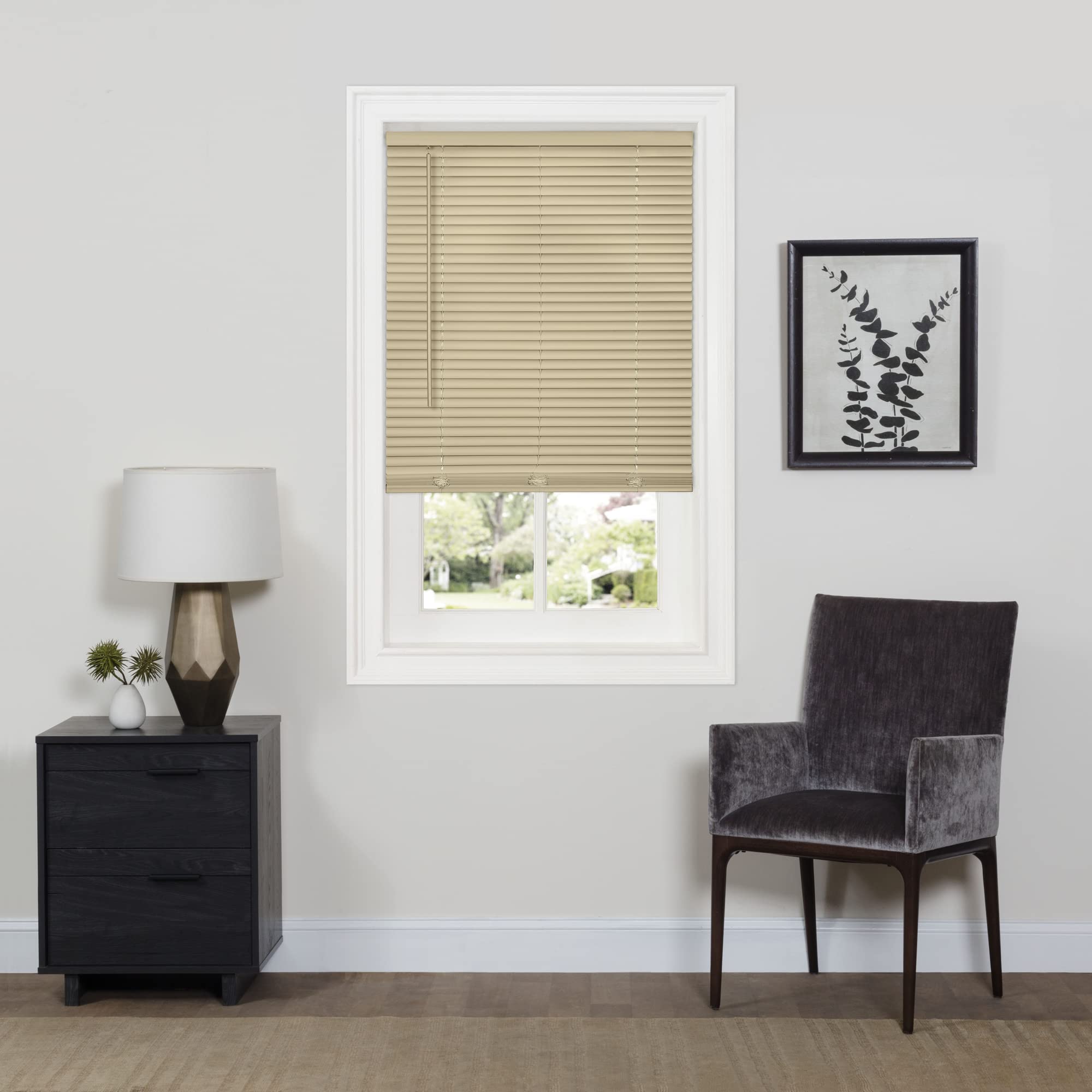 Cordless Room Darkening Mini Blind - 27 Inch Width, 64 Inch Length, 1" Slat Size - Mahogany - Cordless GII Deluxe Sundown Horizontal Windows Blinds for Interior by Achim Home Decor