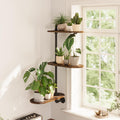 Gentingbro Window Plant Shelves 3-Tier Rotating Plant Stand Industrial Rustic Window Plant Shelf Wood Wall Mount Decorative Hanging Plant Stand Enhanced Indoor Plants Light Exposure Gift Idea for