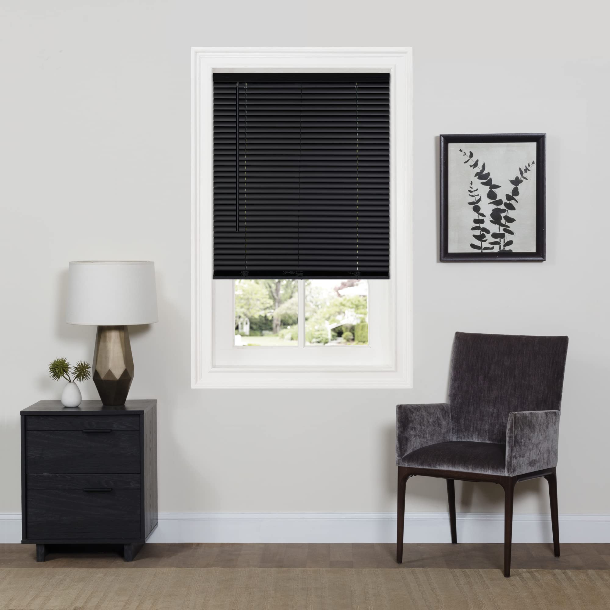 Cordless Room Darkening Mini Blind - 27 Inch Width, 64 Inch Length, 1" Slat Size - Mahogany - Cordless GII Deluxe Sundown Horizontal Windows Blinds for Interior by Achim Home Decor