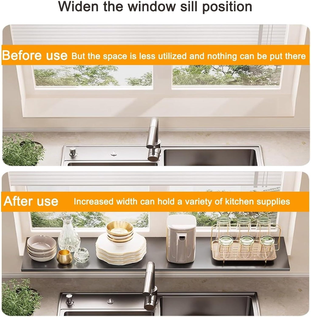 Window Sill Extender Plate, White Carbon Steel Storage Shelf, Countertop Extension Board with Magnetic Base for Kitchen Bathroom Balcony (40x20cm/15.7x7.9in)
