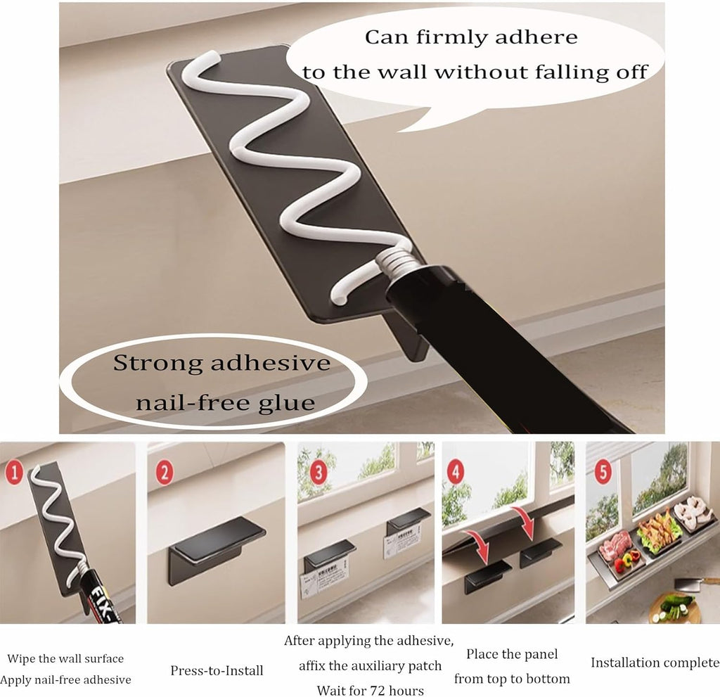 AWSAD Window Sill Extender 24x10in Countertop Extension Board with Magnetic Base Carbon Steel Ledge Plant Shelf for Kitchen, Bathroom(Black)