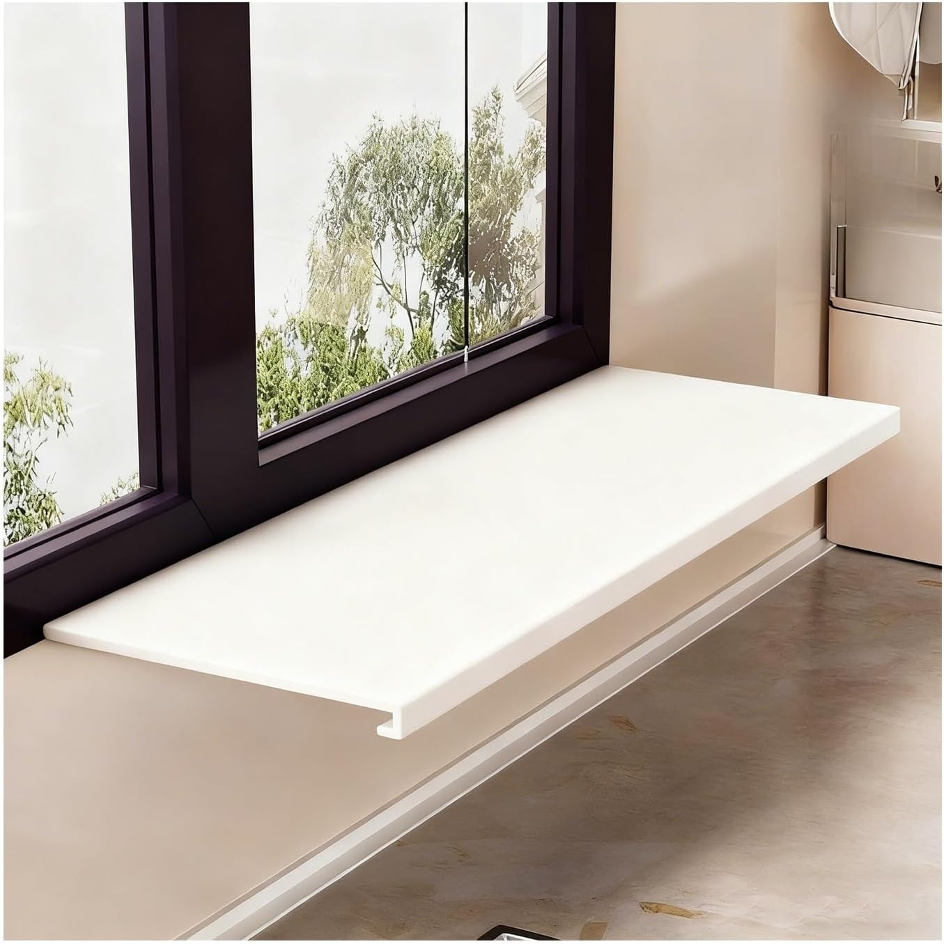 Window Sill Extender Plate, White Carbon Steel Storage Shelf, Countertop Extension Board with Magnetic Base for Kitchen Bathroom Balcony (40x20cm/15.7x7.9in)