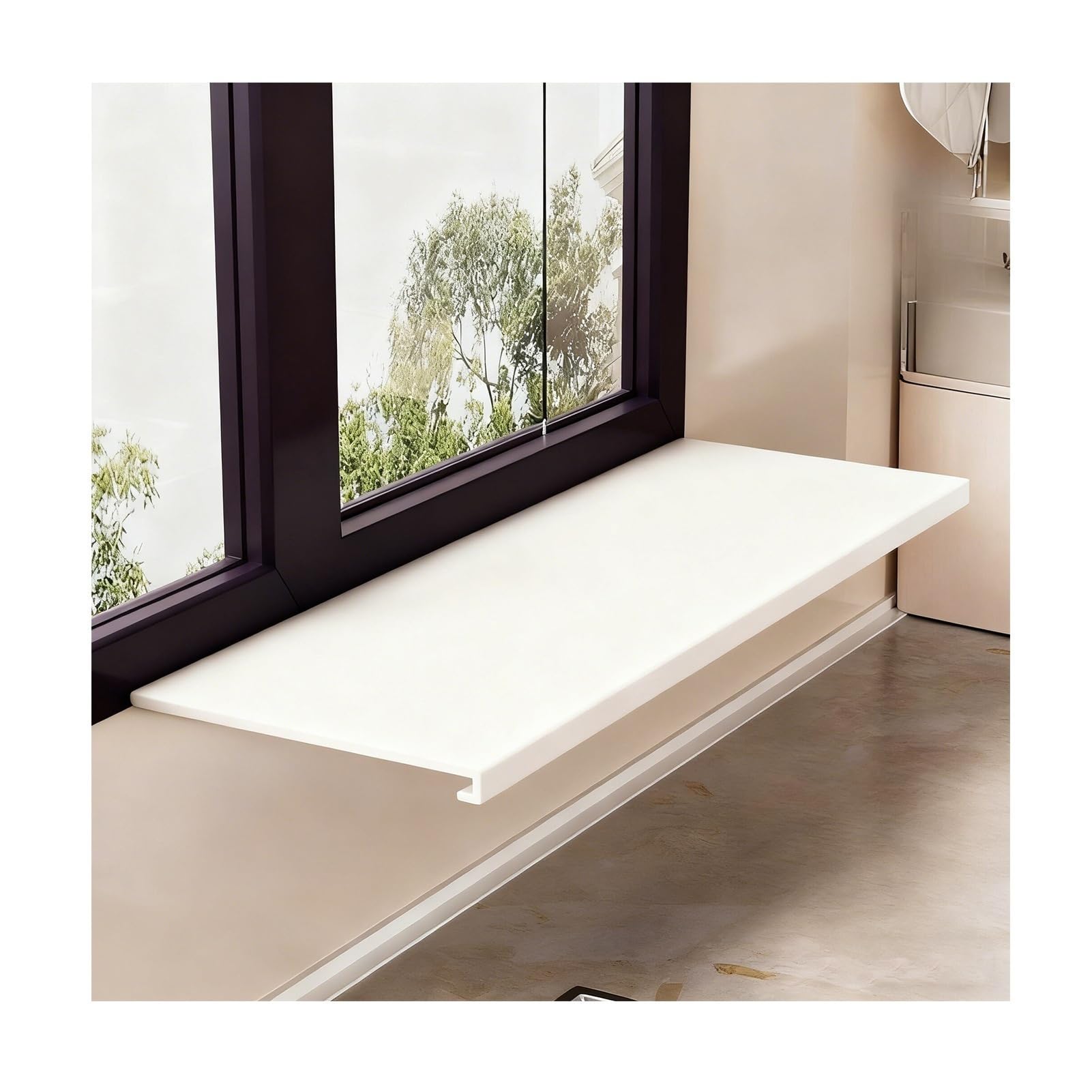Window Sill Extender Plate, White Carbon Steel Storage Shelf, Countertop Extension Board with Magnetic Base for Kitchen Bathroom Balcony (40x20cm/15.7x7.9in)