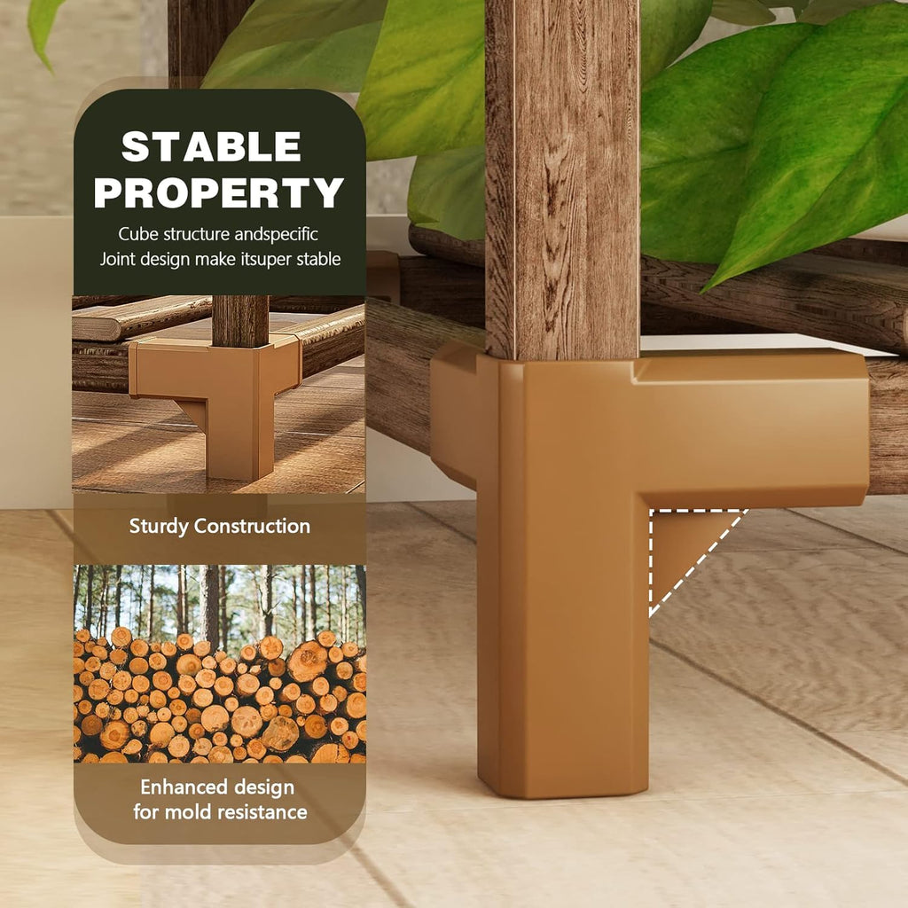 Bamworld Plant Stand Indoor Corner Plant Shelf Outdoor Flower Shelves Wooden Plant Stands Garden Wood Plant Holder Rack for Living Room Corner Lawn Window 03D