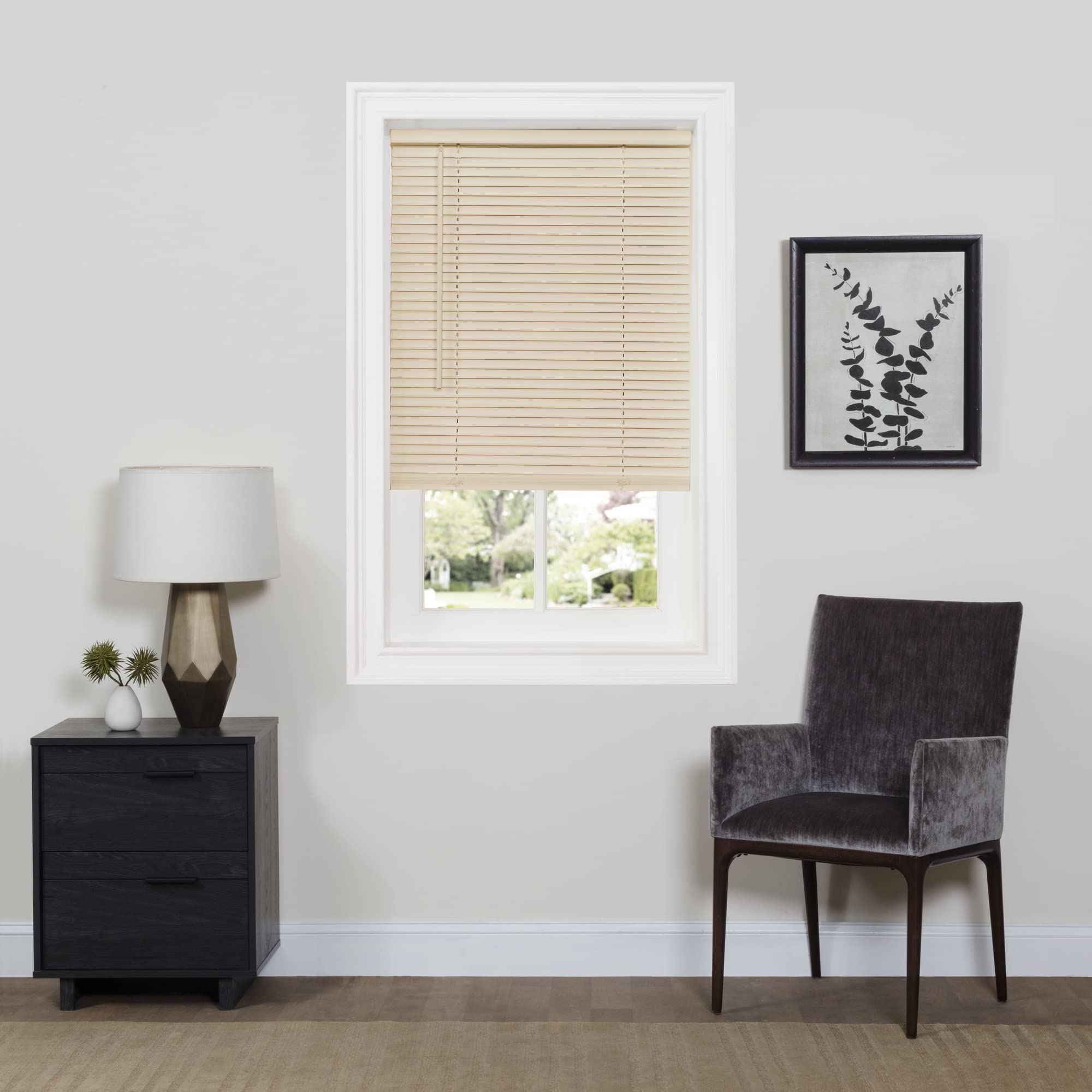 Cordless Room Darkening Mini Blind - 27 Inch Width, 64 Inch Length, 1" Slat Size - Mahogany - Cordless GII Deluxe Sundown Horizontal Windows Blinds for Interior by Achim Home Decor