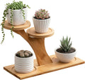 Small Bamboo Plant Stand - 3 Tier Window Plant Shelf for Indoor Plants | Wooden Flower Stand & Tabletop Plant Holder for Windowsills