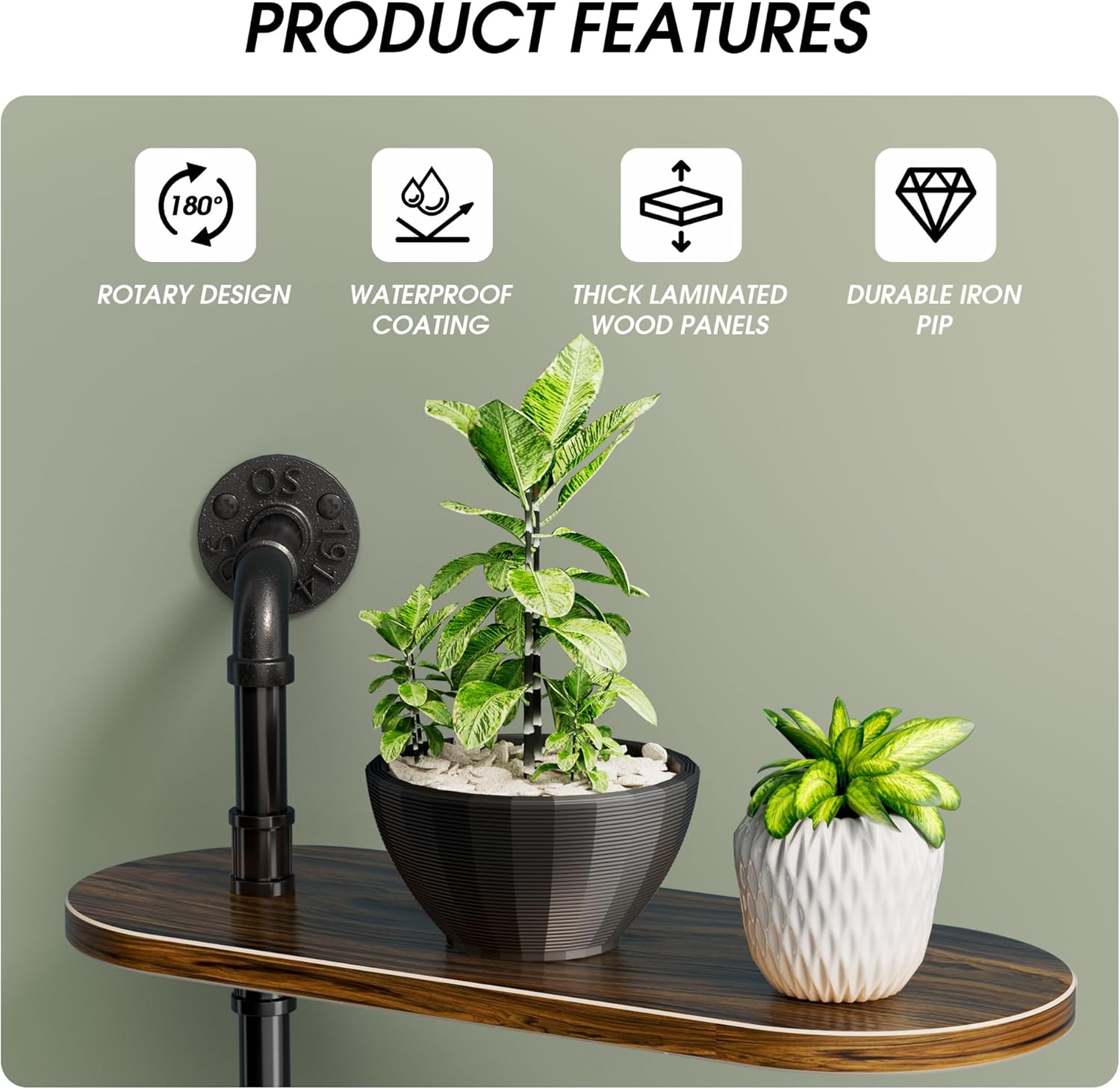 2-Tier Rotating Window Plant Shelf,Wooden Indoor Plant Stand for Optimal Light Exposure,180° Rotating Wall Plant Holder,Plant Shelves for Multiple Plants , Enhance Home Decor ,Gift for Plant Lovers