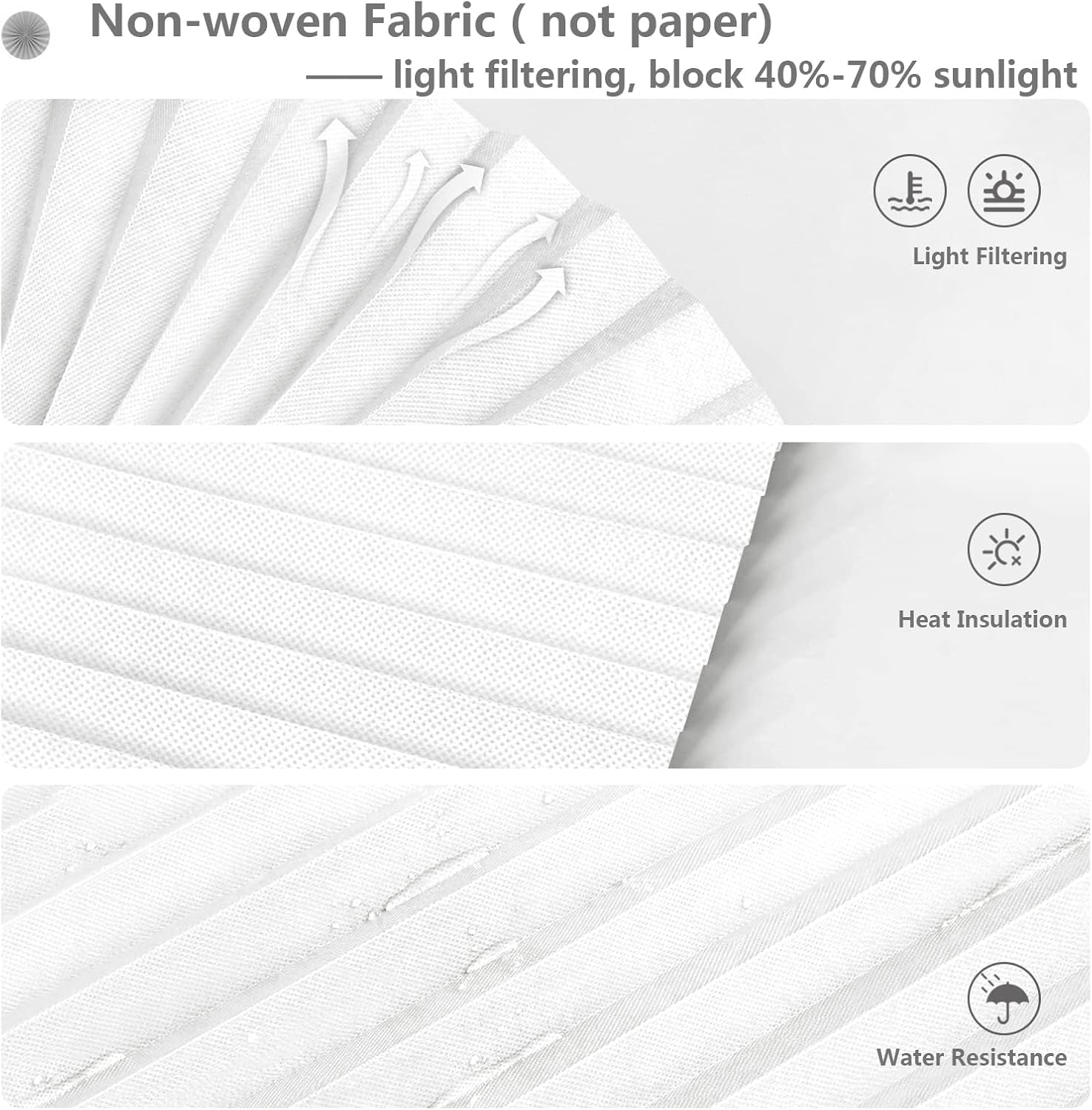 Window Blinds Cordless No Drill Cut to Size Clip On Stick On Self Adhesive Temporary Blinds Pleated Paper Blinds for Windows Doors Shades for Home Nursery Bedroom Kitchen Bathroom