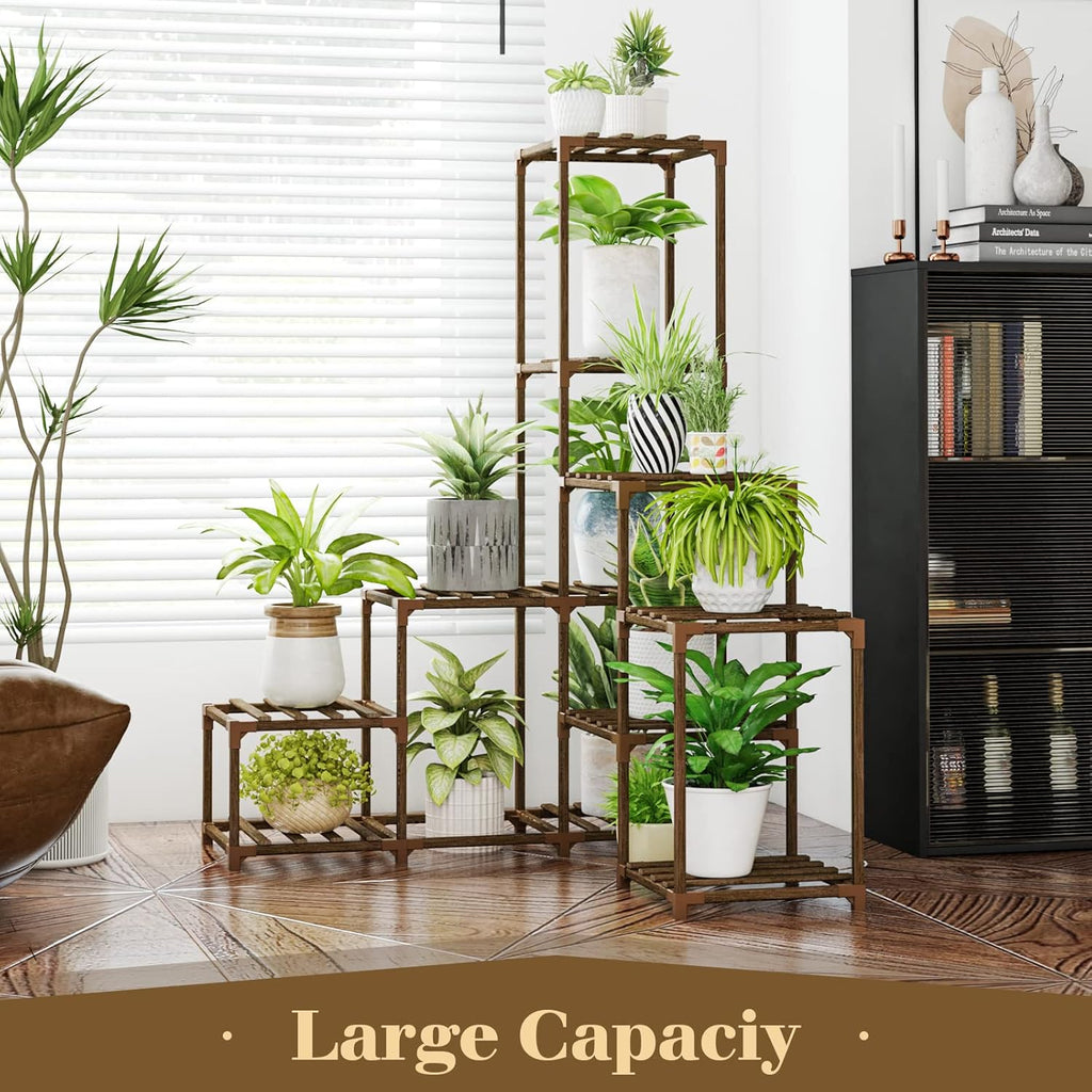 Bamworld Plant Stand Indoor Corner Plant Shelf Outdoor Flower Shelves Wooden Plant Stands Garden Wood Plant Holder Rack for Living Room Corner Lawn Window 03D