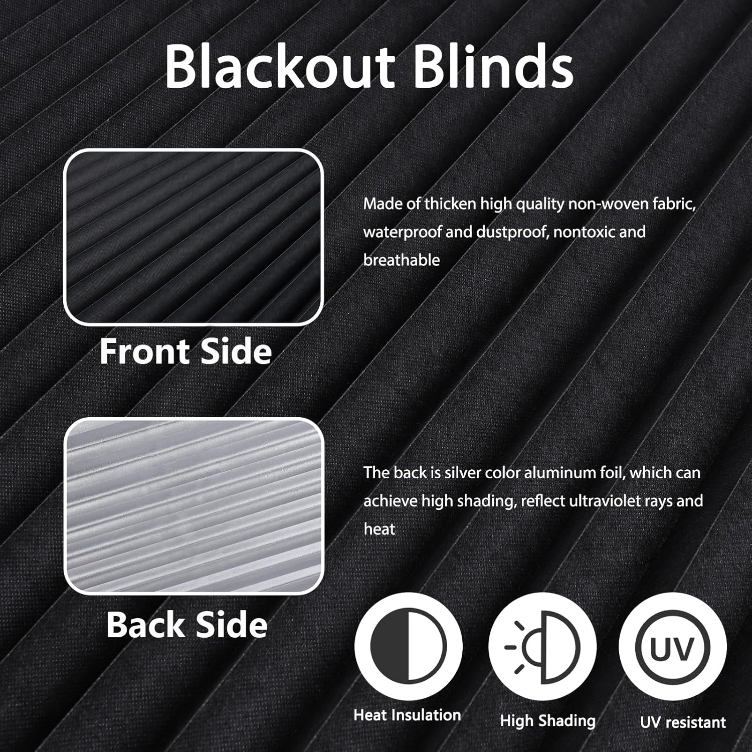 Window Blinds Cordless Blackout No Drill Cut to Size Clip On Stick On Self Adhesive Temporary Blinds Pleated Paper Blinds for Windows Doors Shades for Home Nursery Bedroom Kitchen Bathroom