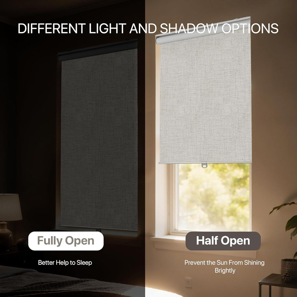 GENIMO 100% Blackout Roller Window Shades, Window Blinds Cordless with Thermal Insulated, UV Protection Fabric, Mini French Door Blinds for Home, Bedroom, Office, Ivory White, 36" W X 72" H