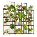 Bamworld Plant Shelf Indoor Outdoor Large Plant Shelf Tall Hanging Plant Holder Wood Flower Stand for Window Living Room Garden Balcony Home Decor Flower Patio 3 Tiers